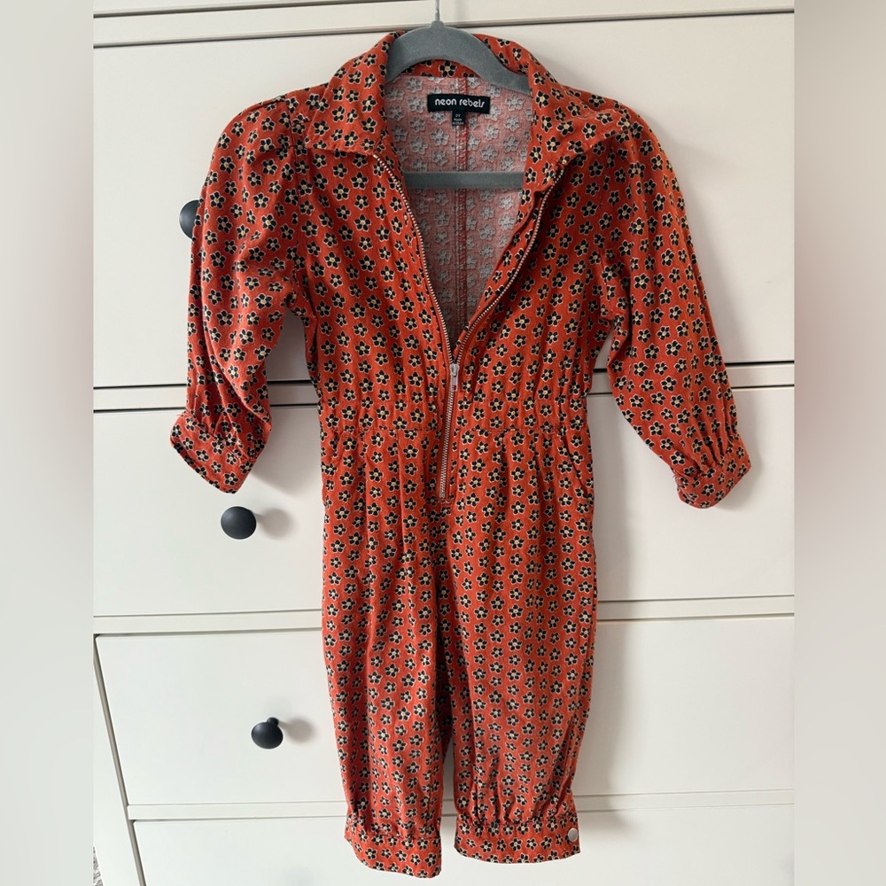 Rebels Orange Floral Long Sleeve Jumpsuit